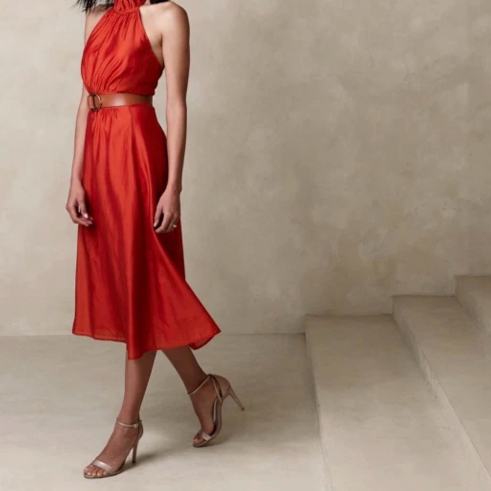Banana Republic Red Halter Midi Dress size 4